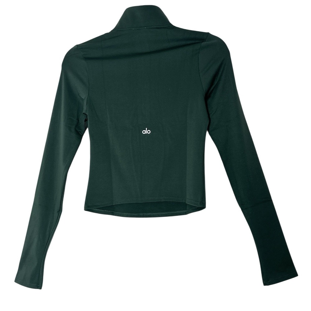 New ALO Top‎ Womens XS  Green Pullover Softsculpt Precision 1/4 Zip Long Sleeve
